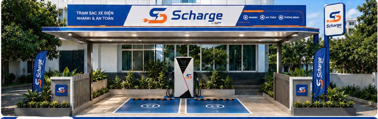 Trạm sạc ô tô điện Scharge — điểm gặp giữa hai vai trò của tác giả